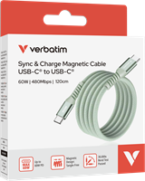 Verbatim | Sync en Laad Kabel | USB-C | 480 Mbps | Max 60 Watt | 1,2 mtr | Magnetisch | Nylon | Groen-2