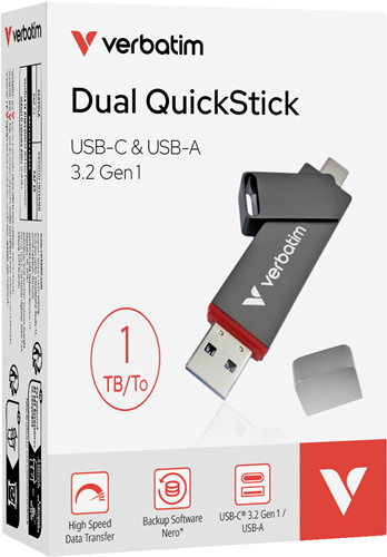 Verbatim | USB Stick | 1 TB | USB-C | USB-A | USB 3.2 Gen 1 | Dual QuickStick | 550 MB/s-2