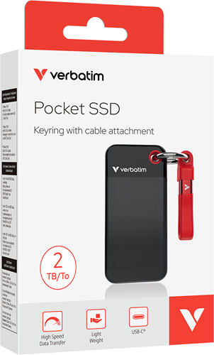 Verbatim | SSD | Extern | 2 TB | USB 3.2 | USB-C | Portable | Zwart-Rood