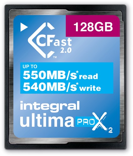 Integral | Cfast 2.0 | 128 GB | Lezen 550 MB/s  | Schrijven 540 MB/s