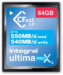 Integral | Cfast 2.0 | 64 GB | Lezen 550 MB/s  | Schrijven 540 MB/s