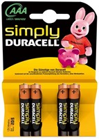 Duracell | Batterijen | Alkaline | AAA | LR03 | Simple | 4 Stuks