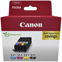 CLI-551 | 4 Pack | Origineel | Cartridges voor Canon