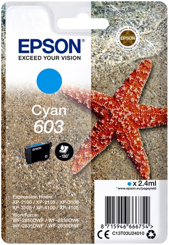 603 | 1x Cyaan | Origineel | Cartridges voor Epson