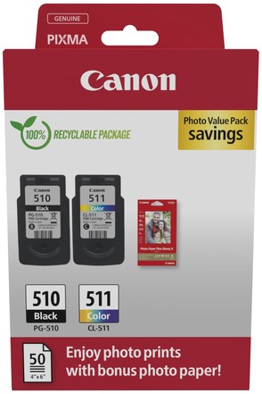 PG-510 | CL-511 | 2 Pack | Origineel | Cartridges voor Canon