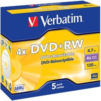 Verbatim | DVD+RW | 4.7 GB | Matt Silver | 5 Stuks