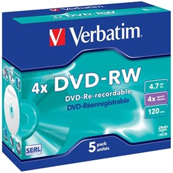 Verbatim | DVD-RW | 4.7 GB | Matt Silver | 5 Stuks