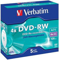 Verbatim | DVD-RW | 4.7 GB | Matt Silver | 5 Stuks