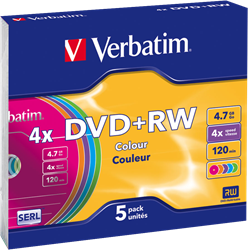 Verbatim | DVD+RW | 4.7 GB | Colour | 5 Stuks
