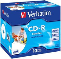 Verbatim | CD-R | 700 MB | AZO | Inkjet Printable | 10 Stuks