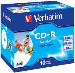 Verbatim | CD-R | 700 MB | AZO | Inkjet Printable | 10 Stuks