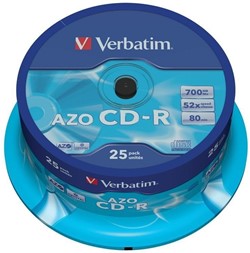 Verbatim | CD-R | 700 MB | AZO Crystal | 25 Stuks