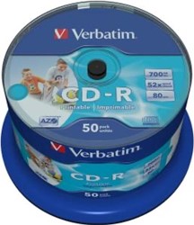 Verbatim | CD-R | 700 MB | AZO | Inkjet Printable | 50 Stuks