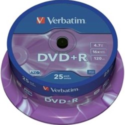 Verbatim | DVD+R | 4.7 GB | Matt Silver | 25 Stuks