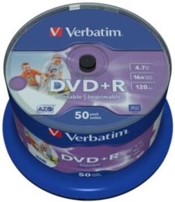 Verbatim | DVD+R | 4.7 GB | Inkjet Printable | 50 Stuks