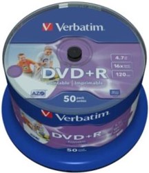 Verbatim | DVD+R | 4.7 GB | Inkjet Printable | 50 Stuks