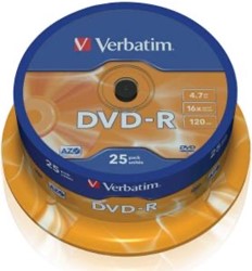 Verbatim | DVD-R | 4.7 GB | Matt Silver | 25 Stuks