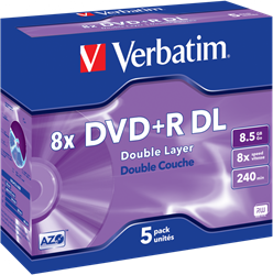 Verbatim | DVD+R | DL | 8.5 GB | Matt Silver | 5 Stuks