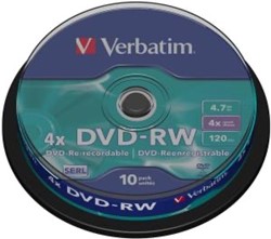 Verbatim | DVD-RW | 4.7 GB | Matt Silver | 10 Stuks