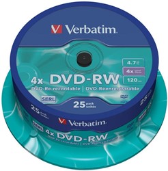 Verbatim | DVD-RW | 4.7 GB | Matt Silver | 25 Stuks