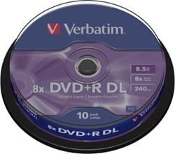 Verbatim | DVD+R | DL | 8.5 GB | Matt Silver | 10 Stuks