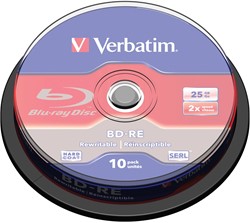Verbatim | BD-RE | 25 GB | 2x Speed | in Cakebox | 10 Stuks