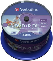Verbatim | DVD+R | DL | 8.5 GB | Inkjet Printable | 50 Stuks
