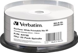 Verbatim | BD-R | Full Printable | No ID | 25 GB | 6x Speed | Cakebox | 25 Stuks