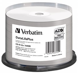 Verbatim | CD-R | 700 MB | DataLife Plus | Inkjet Printable | 50 Stuks