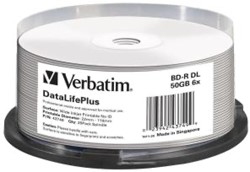 Verbatim | BD-R | DL | Printable | 50 GB | 6x Speed | in Cakebox | 25 Stuks