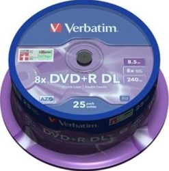 Verbatim | DVD+R | DL | 8.5 GB | Matt Silver | 25 Stuks