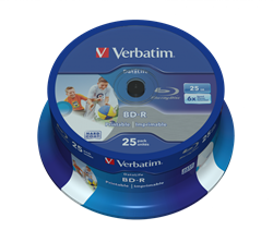 Verbatim | BD-R | 25 GB | Full-Printable | 6x Speed | in Cakebox | 25 Stuks
