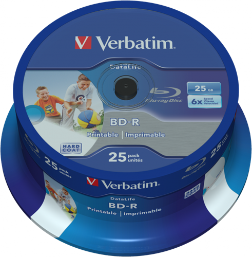 Verbatim | BD-R | 25 GB | Full-Printable | 6x Speed | in Cakebox | 25 Stuks