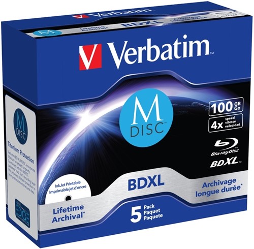 Verbatim | BD-R | XL | M-DISC | Printable | 100 GB | 5 Stuks