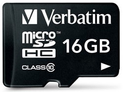 Verbatim | MicroSDHC | 16 GB | 80 MB/s | Premium