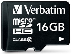 Verbatim | MicroSDHC | 16 GB | 80 MB/s | Premium