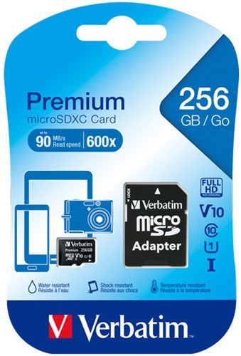 Verbatim | MicroSDXC | 256 GB | 90 MB/s | Premium-2