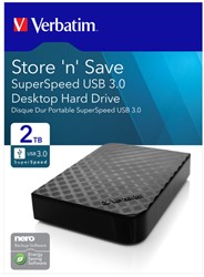 Verbatim | Harddisk | Extern | 2 TB | USB 3.0 | 3,5 inch | Desktop | Zwart