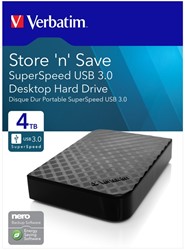 Verbatim | Harddisk | Extern | 4 TB | USB 3.0 | 3,5 inch | Desktop | Zwart