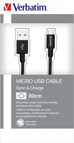 Verbatim | Kabel | USB - A | Micro USB - A | Sync & Charge | 30cm | Zwart-3