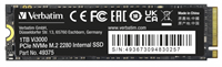 Verbatim | SSD | Intern | 1 TB | PCIe | NVMe | M.2 | Vi3000 | 22 x 80 mm | Lezen 3100 MB/s | Schrijven 2200 MB/s