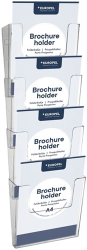 Folderhouder Europel 4 x A4 wand staand koppelbaar transparant