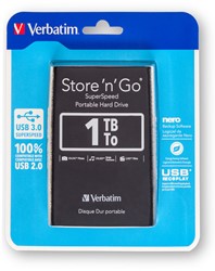 Verbatim | Harddisk | Extern | 1 TB | USB 3.0 | 2.5 Inch | Portable | Zwart