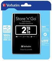 Verbatim | Harddisk | Extern | 2 TB | USB 3.2 | Gen 1 | 2.5 Inch | Portable | Zwart