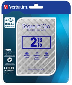 Verbatim | Harddisk | Extern | 2 TB | USB 3.0 | 2.5 Inch | Portable | Zilver