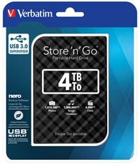 Verbatim | Harddisk | Extern | 4 TB | USB 3.0 | 2.5 Inch | Portable | Zwart