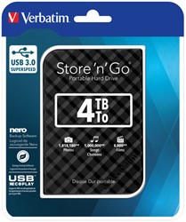 Verbatim | Harddisk | Extern | 4 TB | USB 3.0 | 2.5 Inch | Portable | Zwart