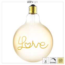 Led's Light  LED Filament Lamp "LOVE" -  G125 E27 4,5W 250lm 1800K 330° Goud - Dimbaar