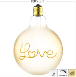 Led's Light  LED Filament Lamp "LOVE" -  G125 E27 4,5W 250lm 1800K 330° Goud - Dimbaar
