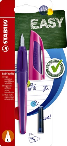 Vulpen STABILO Easybuddy linkshandig M paars/magenta blister à 1 stuk